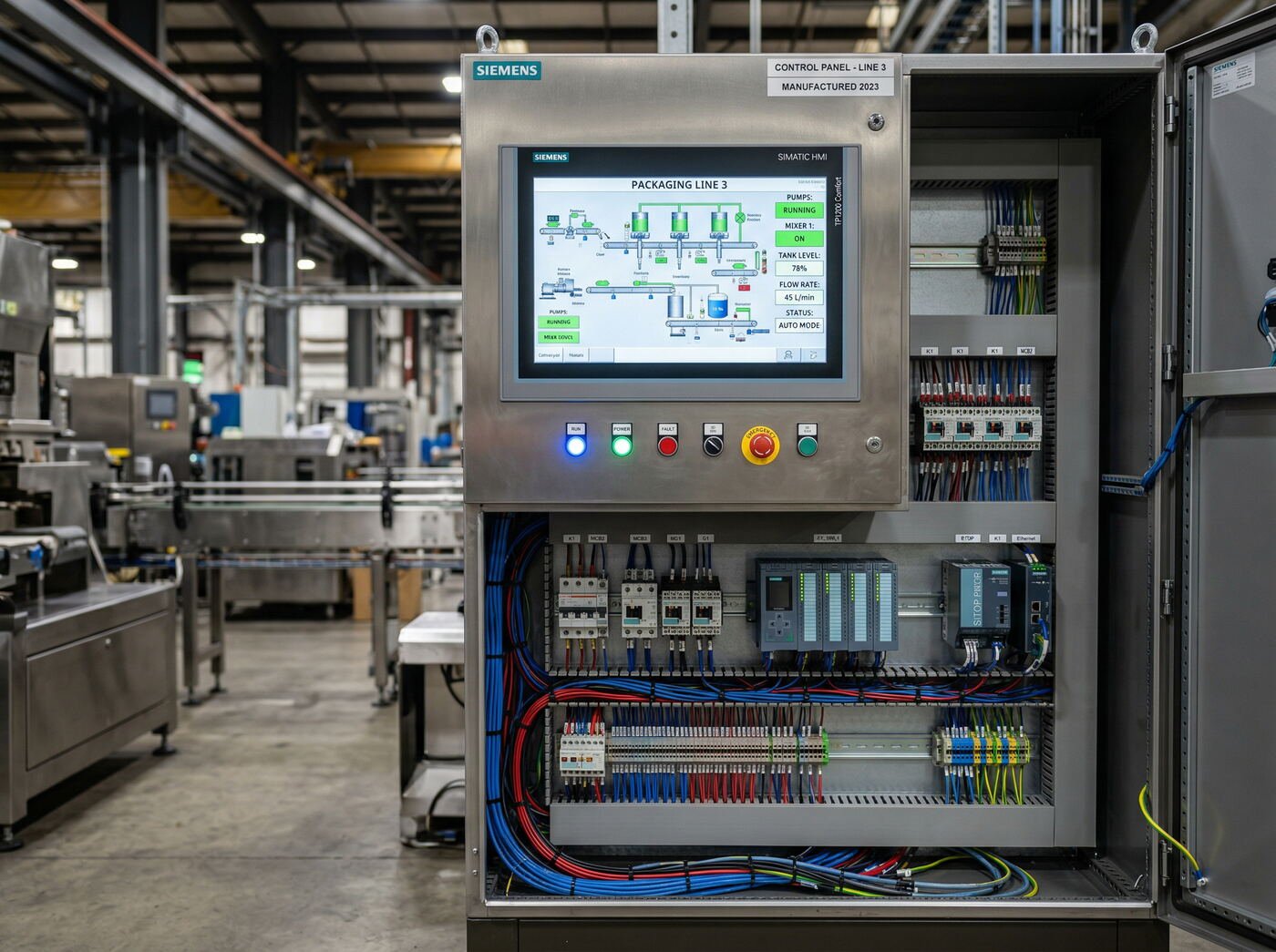 Siemens-S7-SPS und HMI-/SCADA-Panel zur Automatisierung einer industriellen Wasseraufbereitung